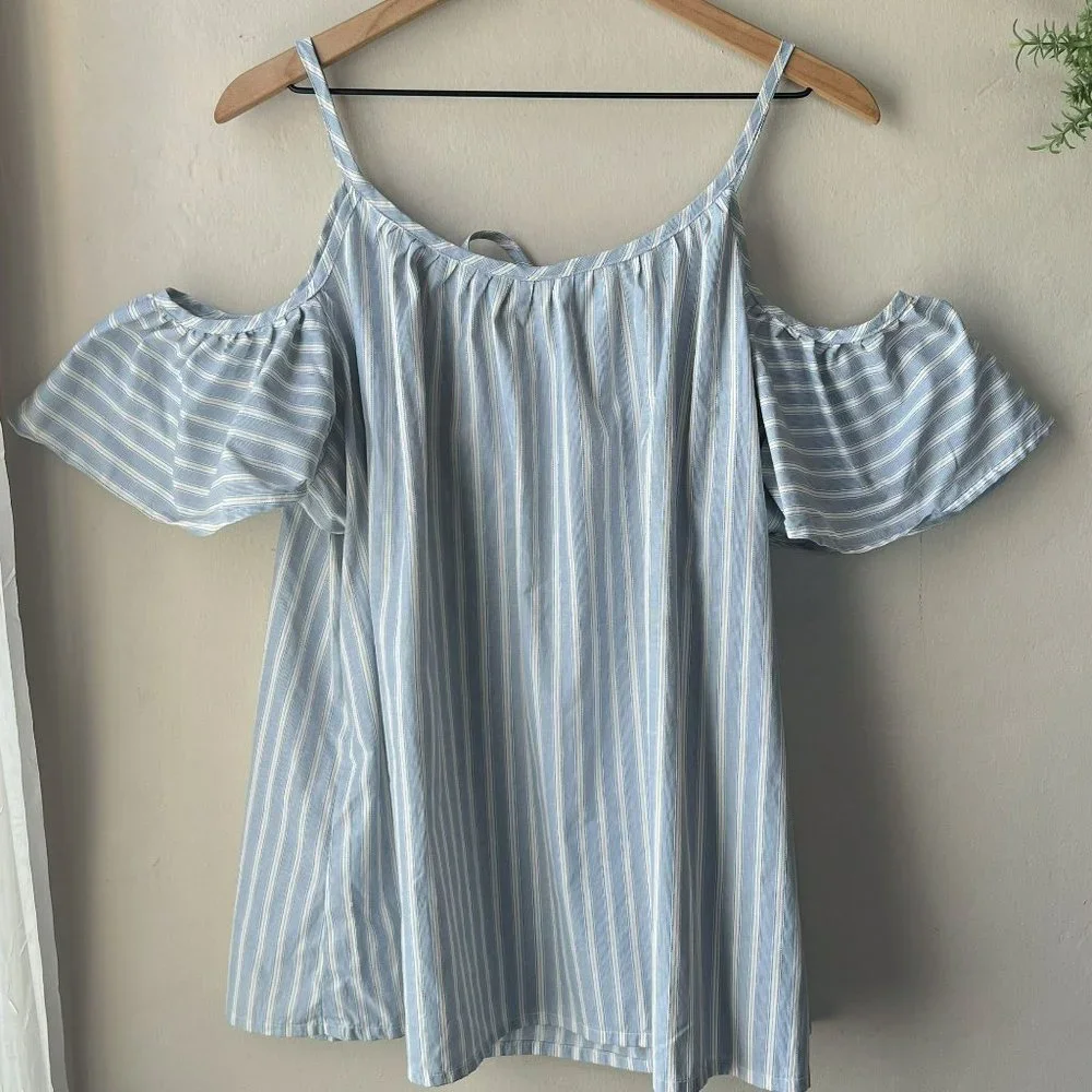 Striped Cold Shoulder Blouse - Picture 7 of 9